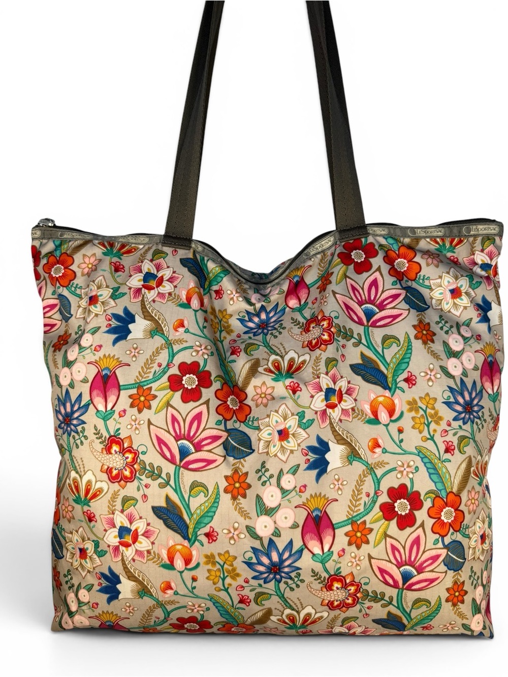 LeSportsac Floral Nylon Zip Tote Bag Lightweight Travel Shopper Large